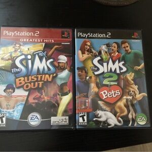 (68) The Sims Bustin Out & The Sims 2 Pets PlayStation 2 Game Cases - EAs